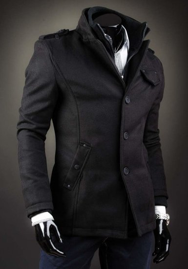 Чоловіче пальто чорне Bolf 8853D