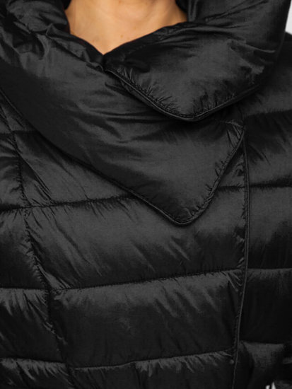 Чорна Довга зимова жіноча куртка Bolf J9061