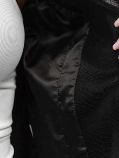 Чорна жіноча шкіряна куртка-косуха Bolf 2771