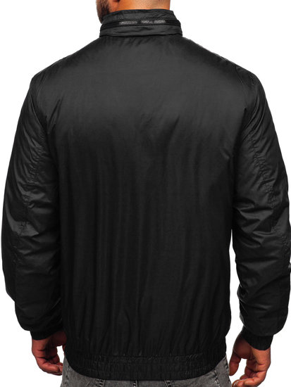 Чорна чоловіча демісезонна куртка з прихованим капюшоном Bolf 5M3102
