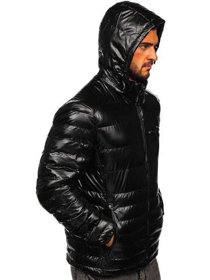 Чорна чоловіча демісезонна спортивна стьобана куртка Bolf 2147