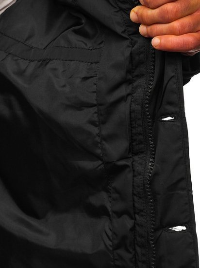 Чорна чоловіча зимова куртка парку Аляска Bolf JK361