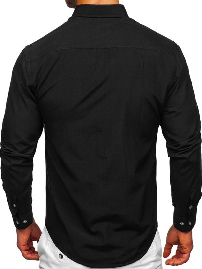 Чорна чоловіча сорочка з довгим рукавом Bolf 20716