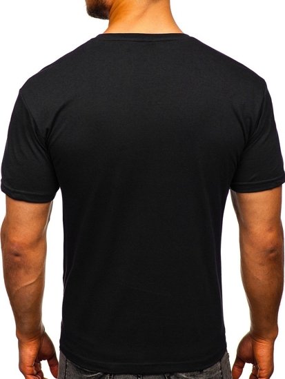 Чорна чоловіча футболка з принтом Bolf 14336