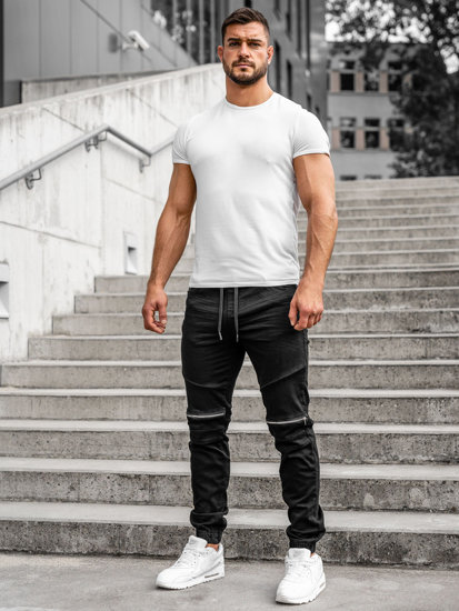 Чорні джинсові чоловічі штани джоггери Bolf R31107W1