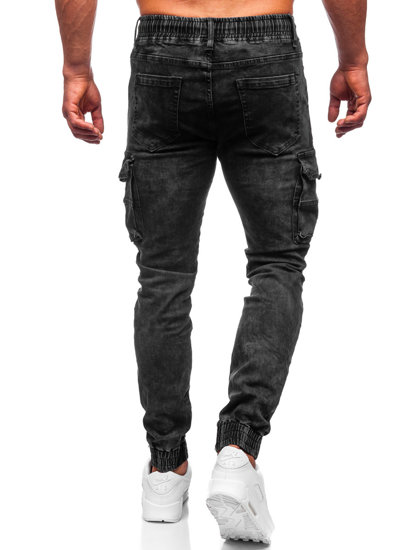 Чорні чоловічі джинси джоггери-карго Bolf TF256