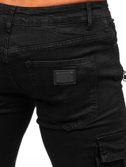 Чорні чоловічі джинсові штани карго slim fit Bolf MP0123N 