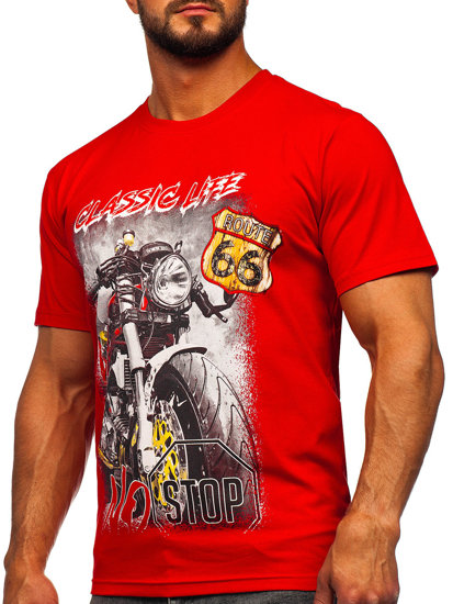 Men's Cotton Printed T-shirt Red Bolf 14794