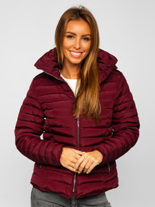 Бордова жіноча стьобана зимова куртка без капюшона Bolf 23063