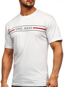 Біла чоловіча футболка з принтом Bolf 14802