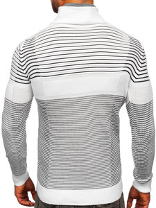 Білий чоловічий светр з коміром-стійкою Bolf 1038