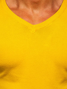 Жовтий чоловічий светр з V-подібним вирізом Bolf MMB601