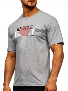 Сіра чоловіча футболка з принтом Bolf 14333