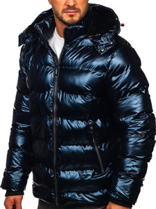 Темно-синя стьобана куртка чоловіча зимова Bolf 6905