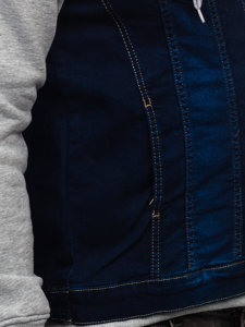 Темно-синя чоловіча джинсова куртка з капюшоном Bolf 801