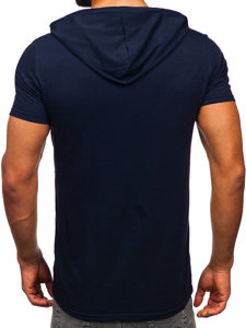 Темно-синя чоловіча футболка з капюшоном з принтом Bolf 8T971
