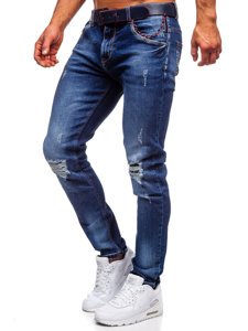 Темно-сині чоловічі джинси slim fit з поясом Bolf R85018W0