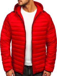 Червона чоловіча стьобана демісезонна куртка Bolf 13021