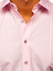 Чоловіча елегантна сорочка з довгим рукавом рожева Bolf 4705G
