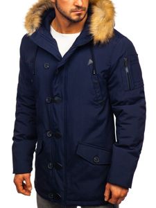 Чоловіча зимова куртка парку темно-синя Bolf 1971