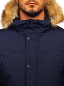 Чоловіча зимова куртка парку темно-синя Bolf 1972