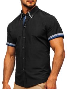 Чоловіча сорочка з коротким рукавом чорна Bolf 2911