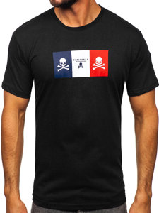 Чорна бавовняна чоловіча футболка з принтом Bolf 14784