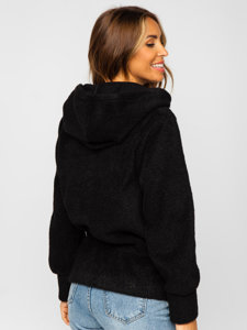 Чорна жіноча коротка куртка з капюшоном Bolf 9320