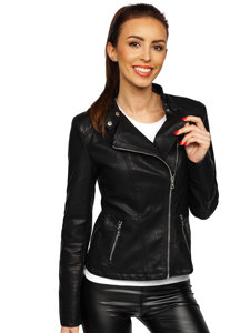 Чорна жіноча шкіряна куртка Bolf R202