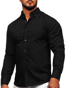 Чорна чоловіча елегантна сорочка з довгим рукавом Bolf 5821-1