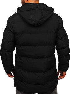 Чорна чоловіча зимова стьобана куртка парка Bolf 7330