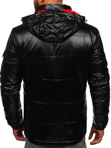 Чорна чоловіча стьобана демісезонна спортивна куртка Bolf 2137