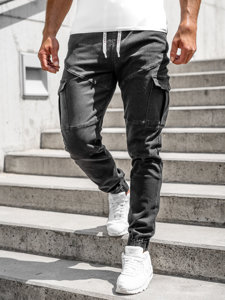 Чорні джинсові джоггери-карго чоловічі Bolf R31016S0