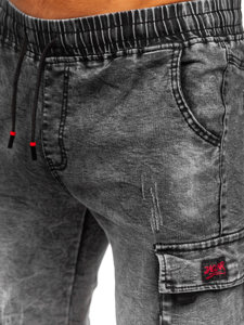 Чорні чоловічі джинсові шорти карго Bolf HY1070
