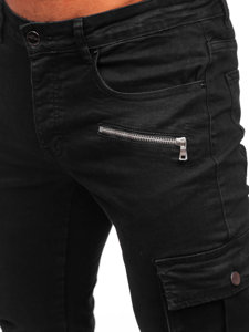 Чорні чоловічі джинсові штани карго slim fit Bolf MP0123N 