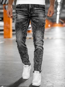 Чорні чоловічі джинсові штани regular fit з поясом Bolf 30049S0