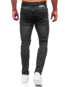 Чорні чоловічі джинсові штани skinny fit з поясом Bolf R61117W1